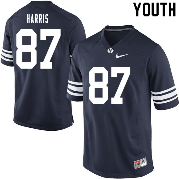 Youth #87 Koy Harris BYU Cougars College Football Jerseys Sale-Navy